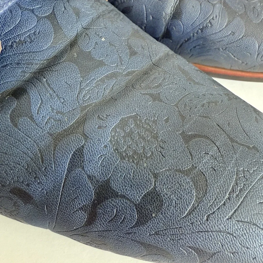 Ferro Aldo MFA-19380BL Navy Floral Embossed Oxford Dress Shoes Men's 7.5